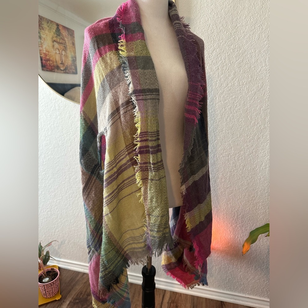 Plaid Bohemian Poncho w/hand Pockets 💫